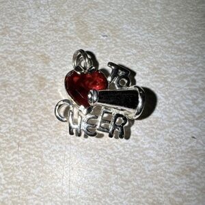 Sterling Silver Charm Cheerleader Heart Love To Cheer 925 Megaphone Pendant Vtg